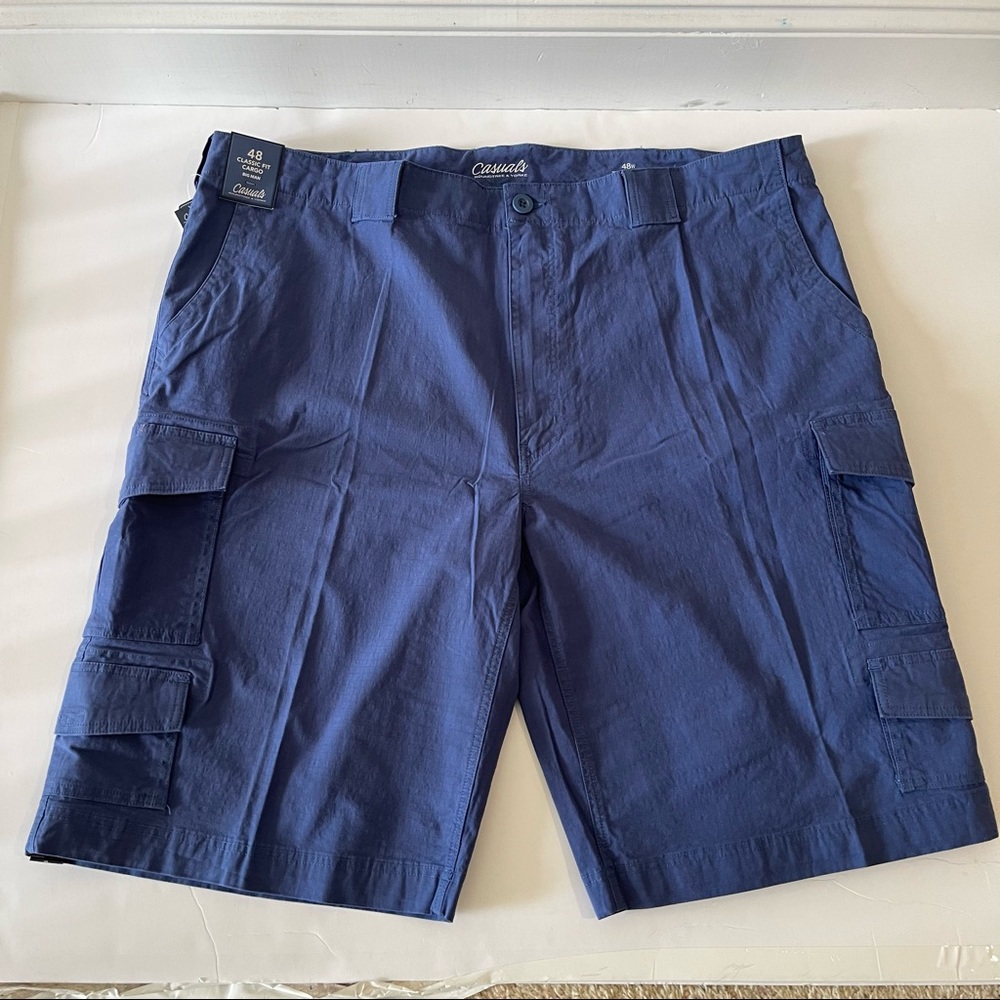 Roundtree & Yorke Casual Classic Fit Big Man Blue Khaki Cargo Shorts